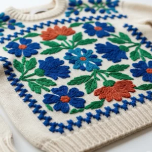 Floral Meadow Embroidered Sweater Pawae